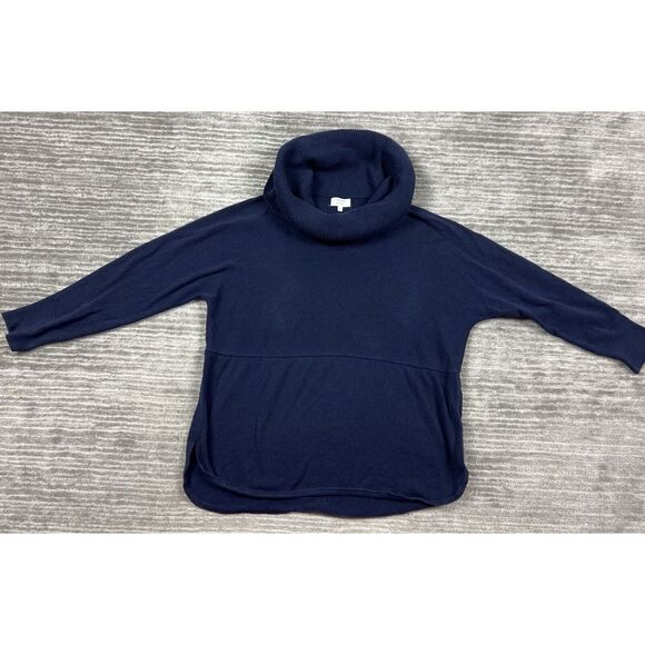 Crown & Ivy Sweater Womens Large Blue Long Sleeve Cowl‎ Neck Cotton Blend - Picture 1 of 11